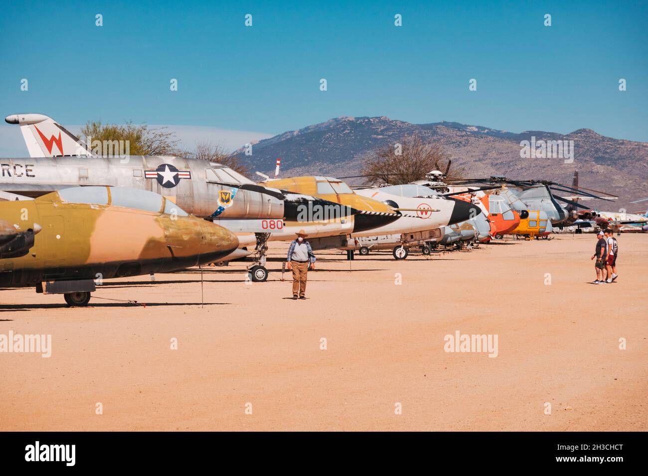 Una collezione di aerei a reazione ritirati al Pima Air & Space Museum, Arizona, USA Foto Stock