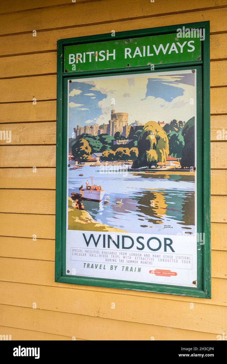 Poster di viaggio storico delle ferrovie britanniche da Windsor Foto Stock