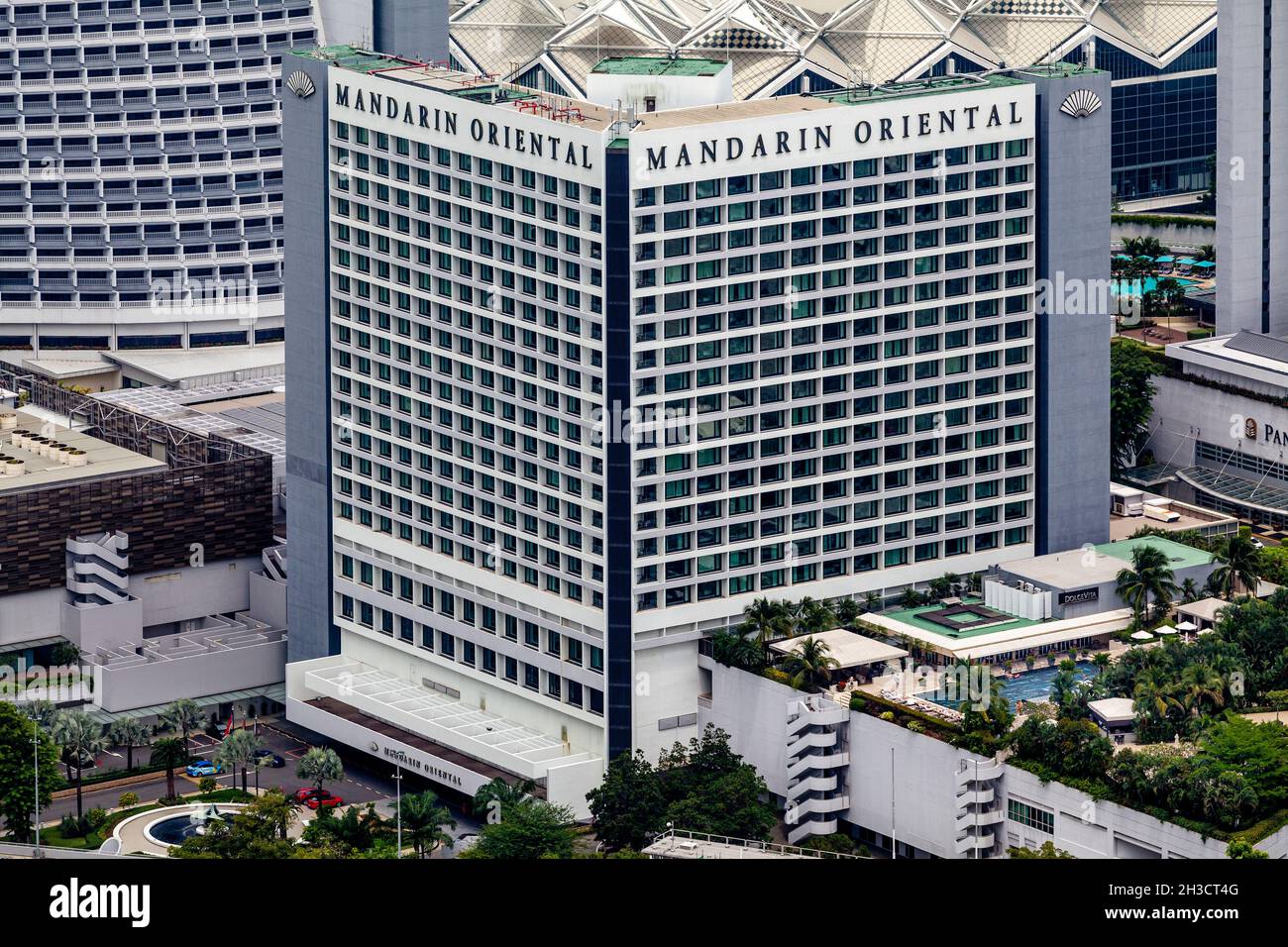 Vista aerea del Mandarin Oriental Hotel, Marina Square, Singapore. Foto Stock