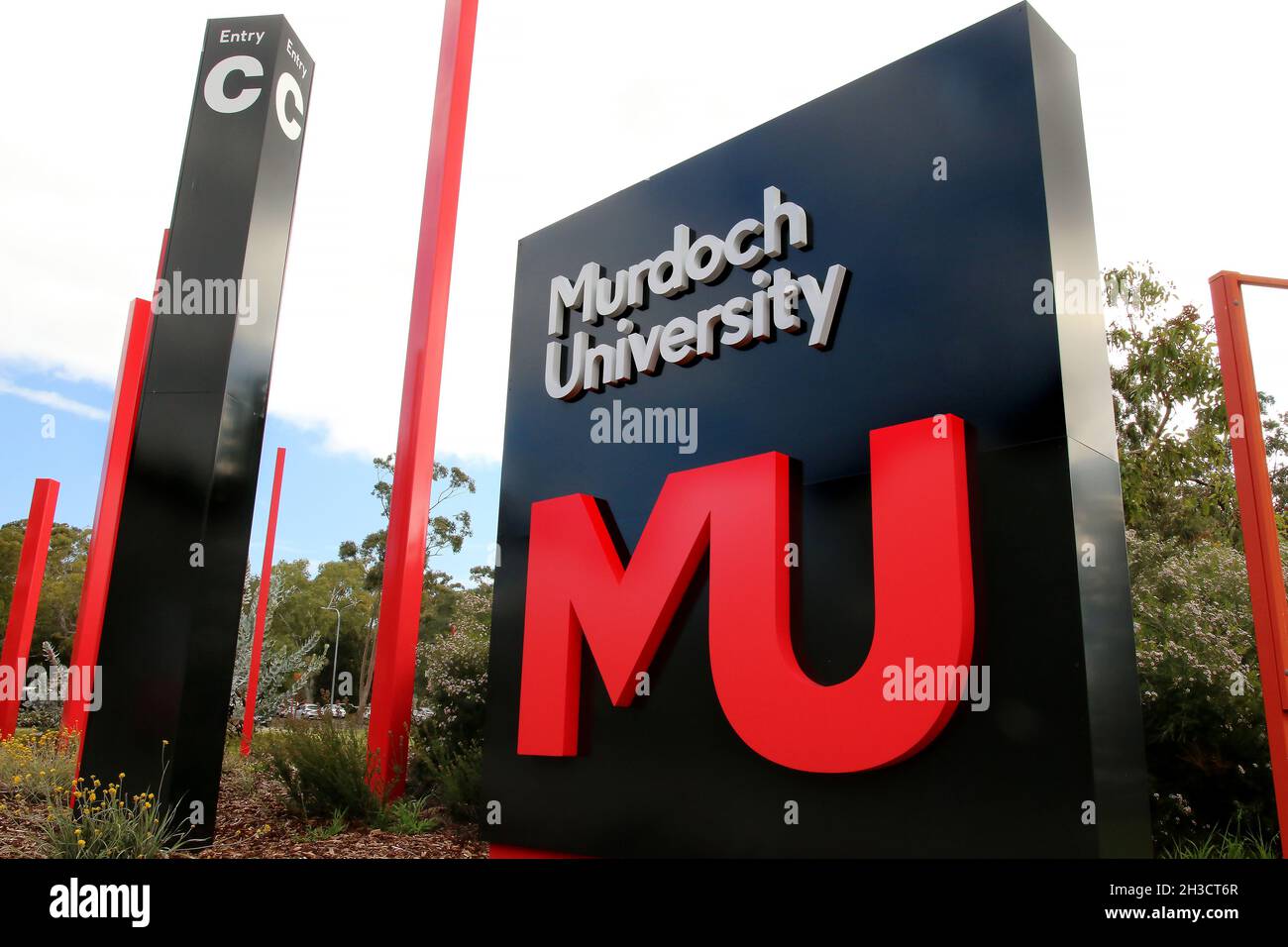 Cartello d'ingresso al campus della Murdoch University, Perth, Australia occidentale Foto Stock