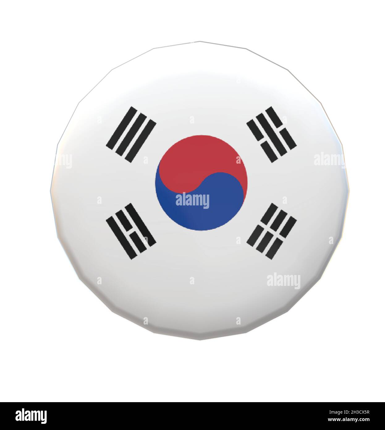 Cappuccio del bottone del badge con bandiera della Corea del Sud Illustrazione Vettoriale