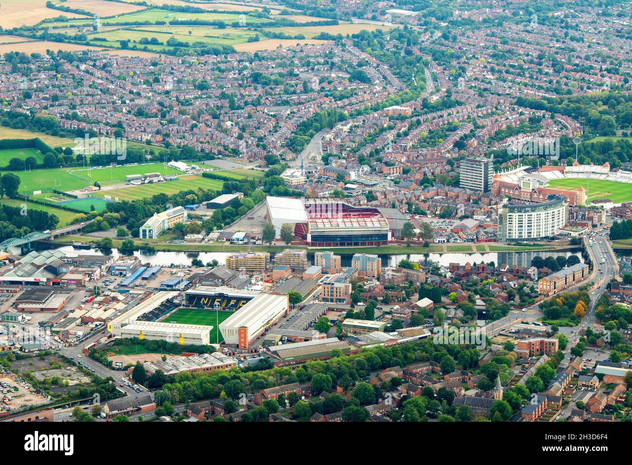 Immagine aerea di Trent Bridge, Nottingham Nottinghamshire Inghilterra UK Foto Stock