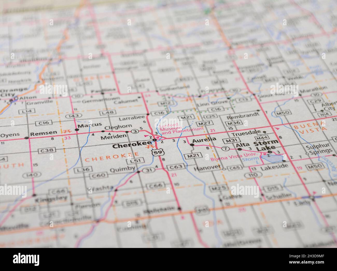 Mappa della città di Cherokee, IA Foto Stock