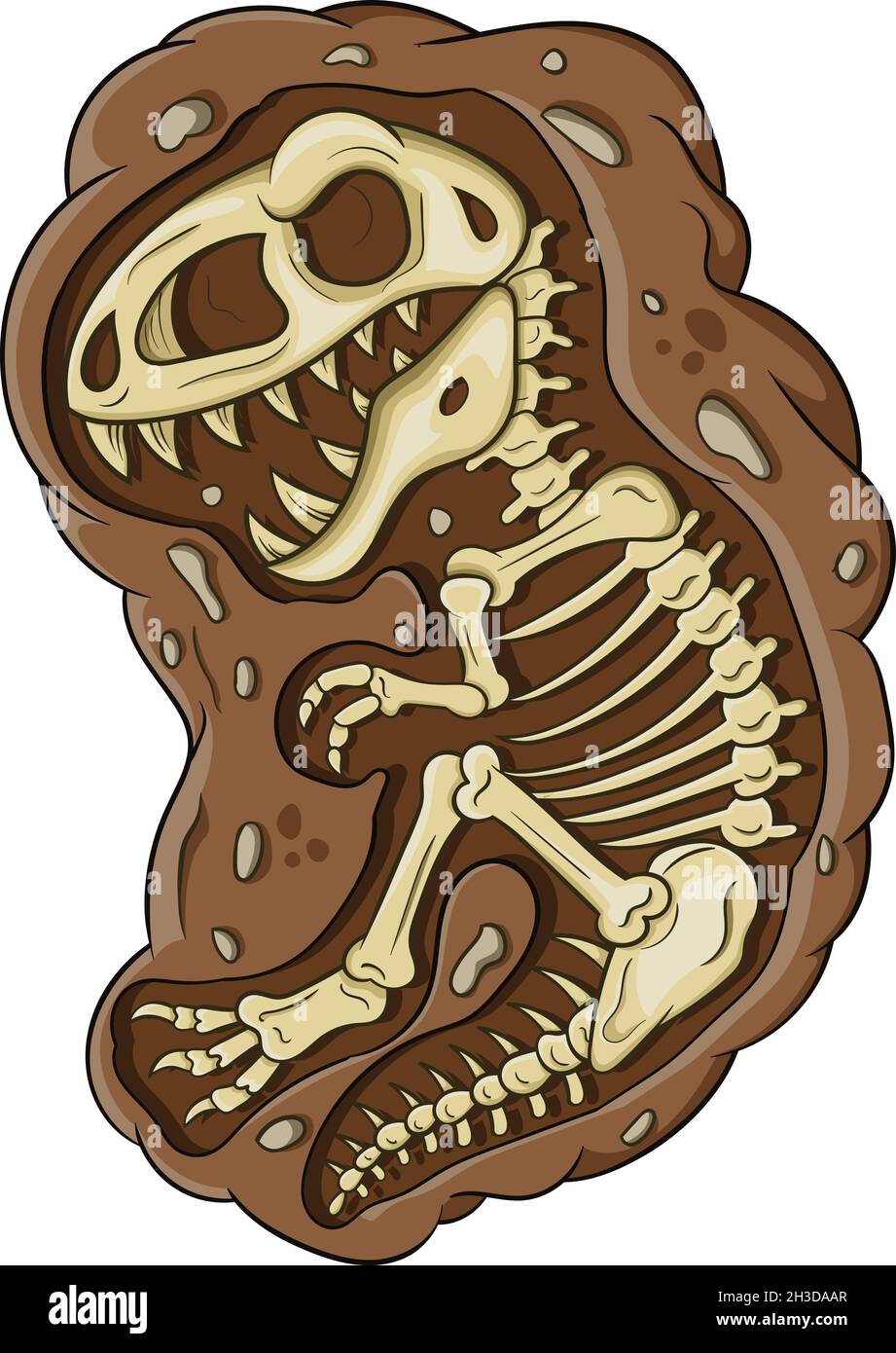 Illustrazione di cartone animato dinosauro fossile Illustrazione Vettoriale