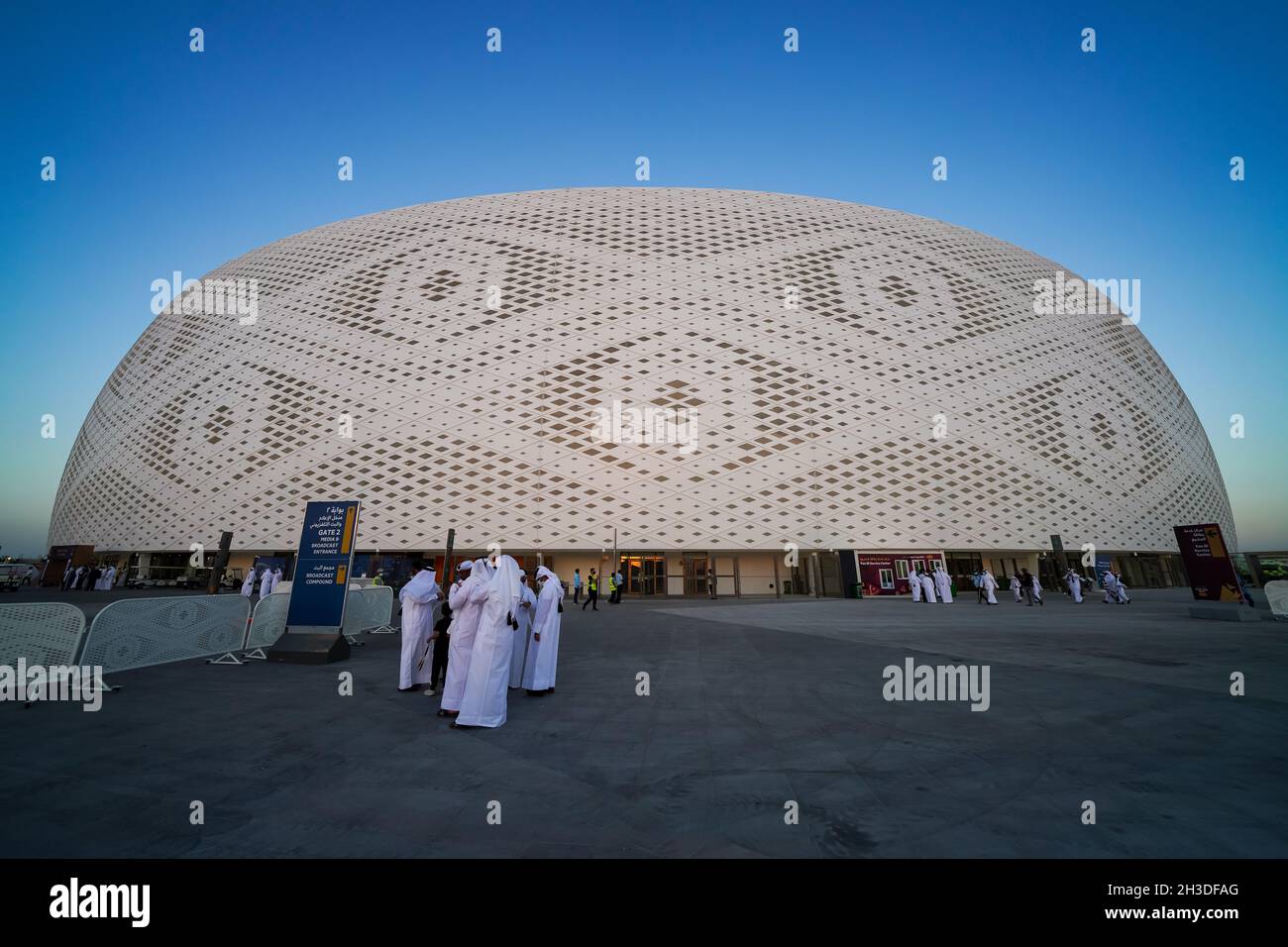 Al Thumama Stadium, inaugurato con la finale della Coppa Emir 2021 il 22 ottobre 2021, sarà sede della Coppa del mondo FIFA 2022 in Qatar. Foto Stock