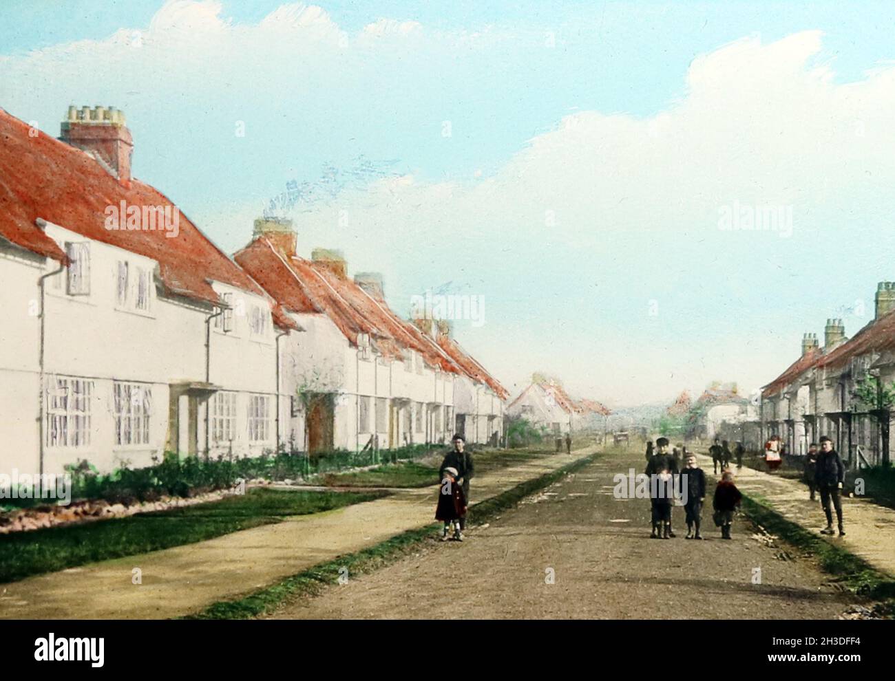 Vista comune, Letchworth Garden City, primi del 1900 Foto Stock