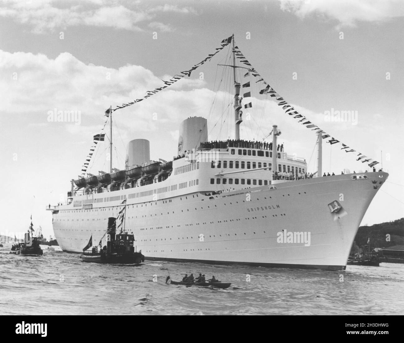 M/S Gripsholm. Una nave passanger svedese è stata lanciata l'8 aprile 1956 a Genua Italia e consegnata alla linea svedese-americana il 2 aprile 1957. In quel giorno, nel porto di Goteborg. Il primo viaggio fu effettuato il 14-15 1957 maggio da Gothenburg a New York. La nave affondò nelle acque del Capo di buona speranza il 6 luglio 2001 durante un traino. La profondità su cui affondò la nave è di circa 4200 metri. Foto Stock