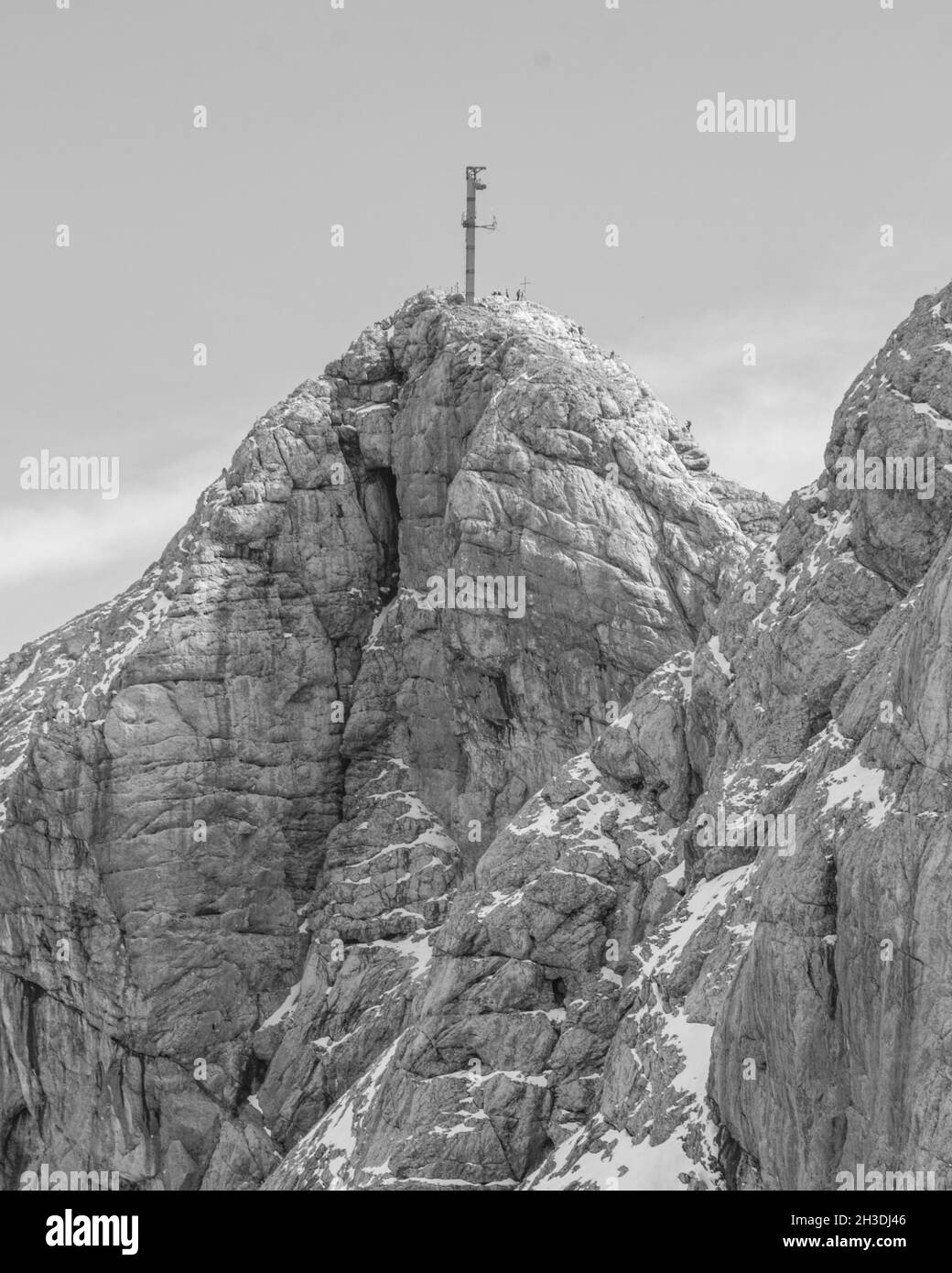 Vista in bianco e nero di Dachstein in Austria Foto Stock