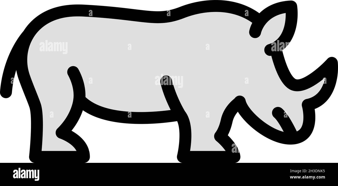Icona del rinoceronte in pericolo. Contorno a rischio vettore rinoceronte icona colore piatto isolato Illustrazione Vettoriale