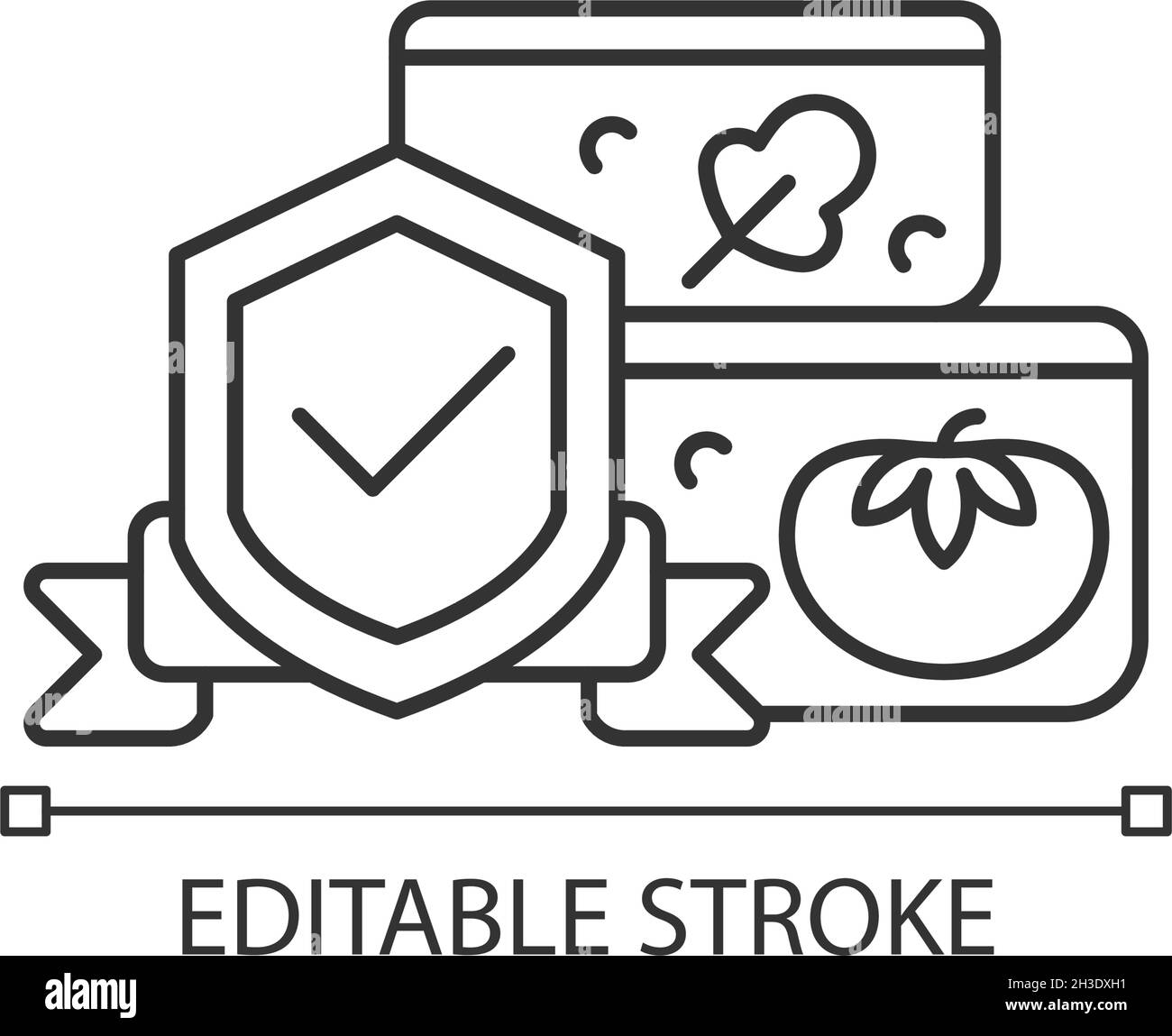 Icona lineare test a contatto con alimenti Illustrazione Vettoriale