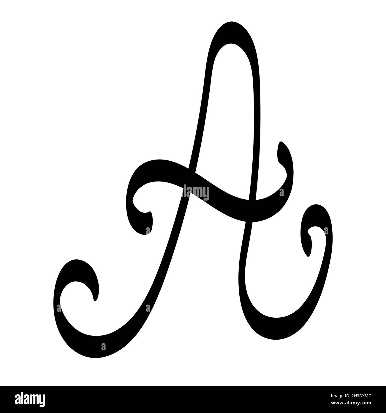 Prima lettera maiuscola Un disegno di scorta di calligraphy del logo Illustrazione Vettoriale