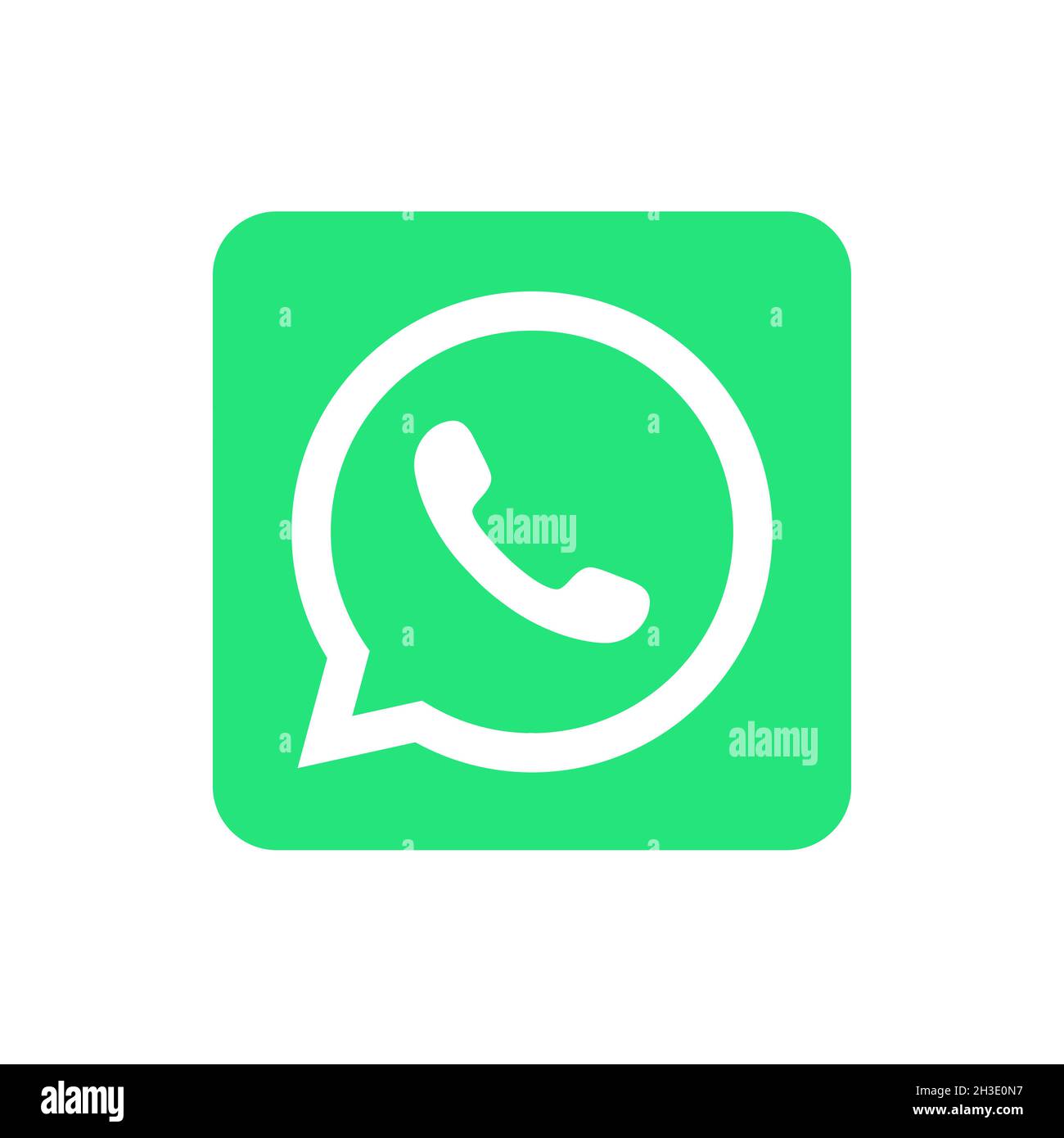 Logo dell'icona WhatsApp isolato su sfondo bianco. Chat di comunicazione sui social media. Illustrazione editoriale. Vinnitsia, Ucraina, 01,02,2021. Illustrazione Vettoriale
