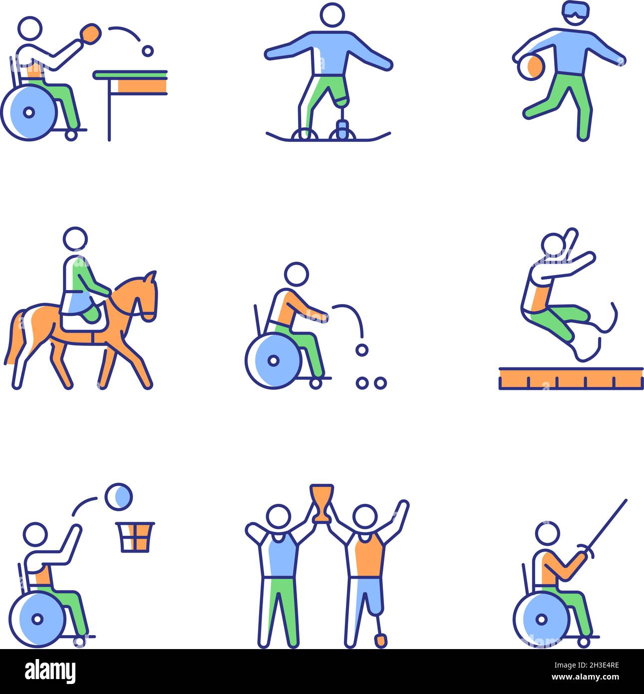 Set di icone a colori RGB per il campionato sportivo Illustrazione Vettoriale