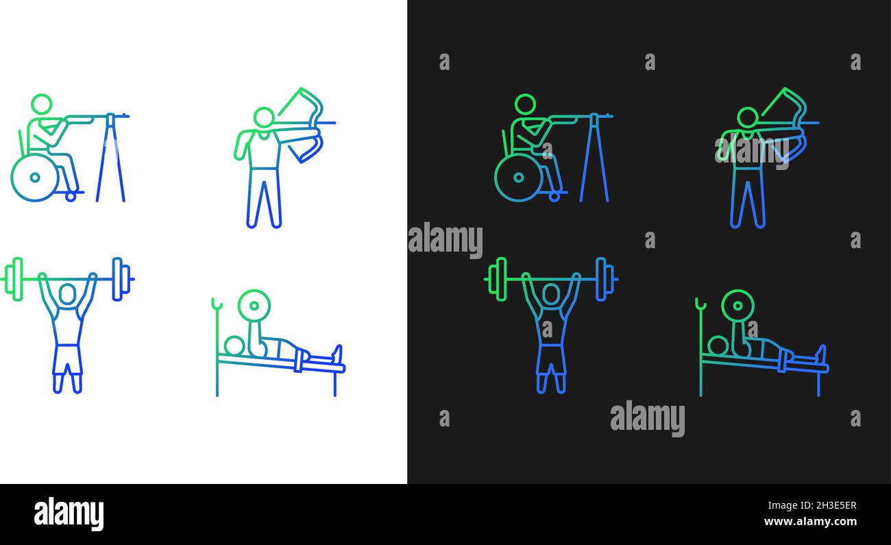 Le icone di gradiente a singolo adattamento vengono impostate per la modalità buio e luce Illustrazione Vettoriale