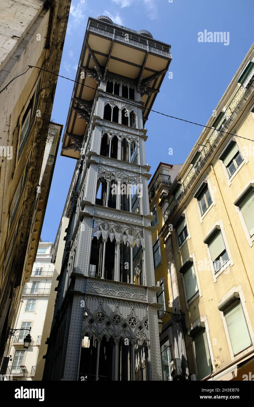 Portogallo Lisbona - Santa Justa Ascensore - Carmo Ascensore - ascensore nel centro storico Foto Stock