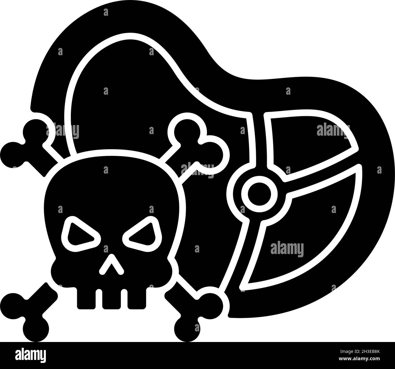 Icona glyph nero di tossicità alimentare Illustrazione Vettoriale