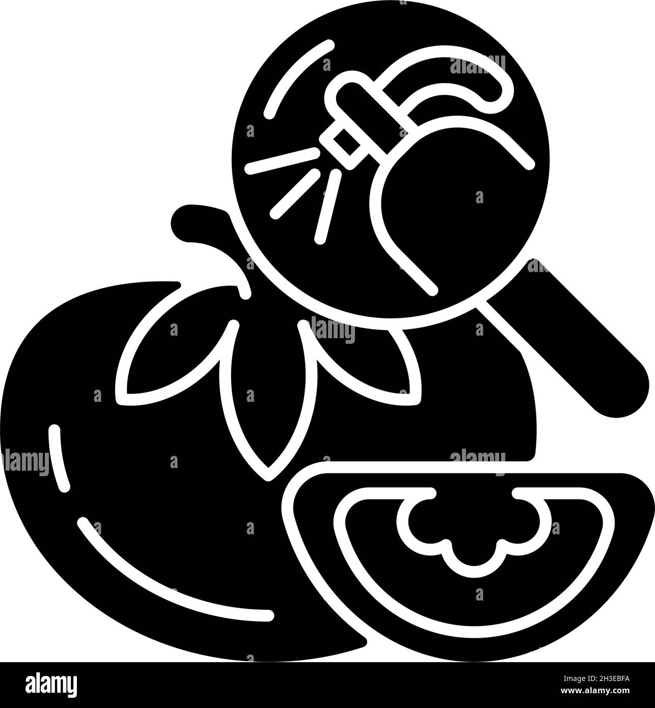 Icona glyph nero per la prova dei residui di pesticidi Illustrazione Vettoriale