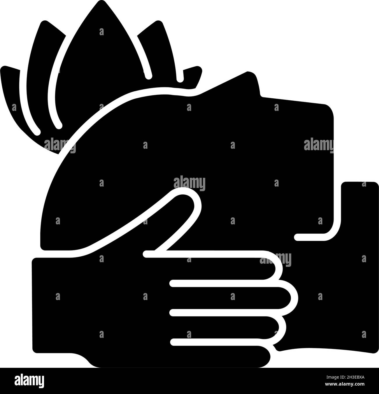 Massaggio per trattamento PTSD icona glifo nero Illustrazione Vettoriale