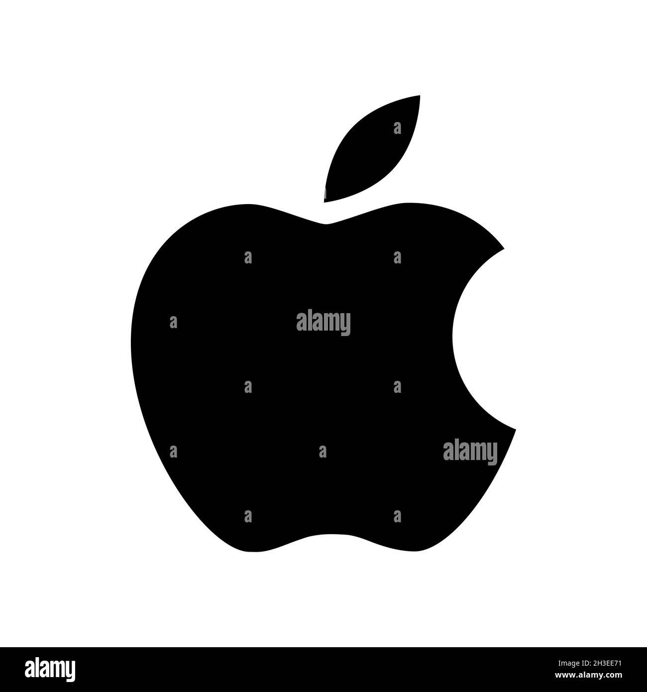Icona del logo Apple di colore nero su sfondo bianco. Illustrazione editoriale vettoriale. Vinnitsia, Ucraina - Gennaio 27.2021 Illustrazione Vettoriale