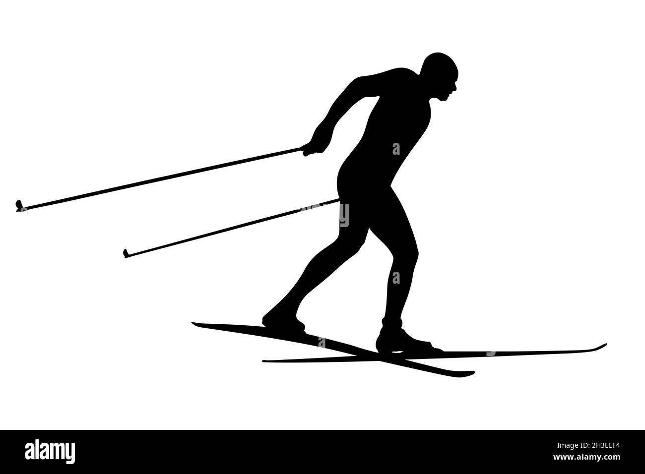 gara di sci da atleta con silhouette nera Foto Stock