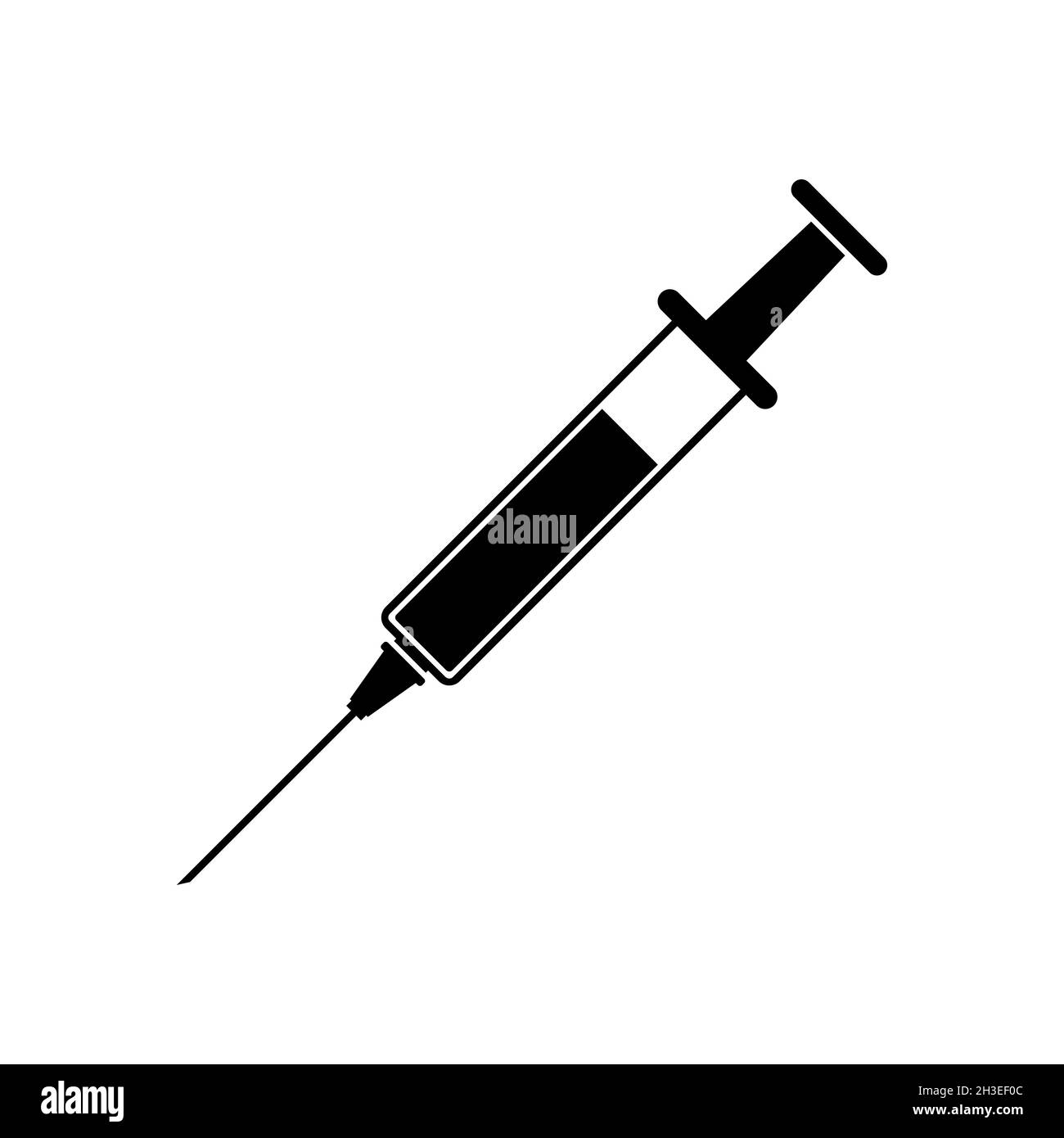 Siringa con simbolo dell'icona del vaccino disegno semplice Illustrazione Vettoriale