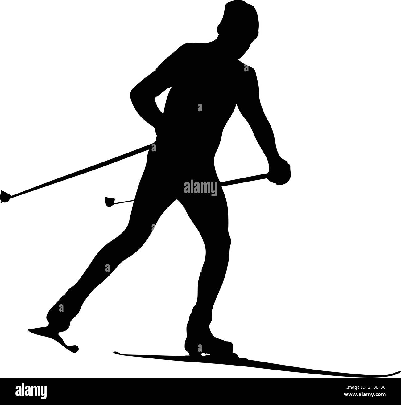 corsa sci di fondo maschile atleta nero silhouette Illustrazione Vettoriale