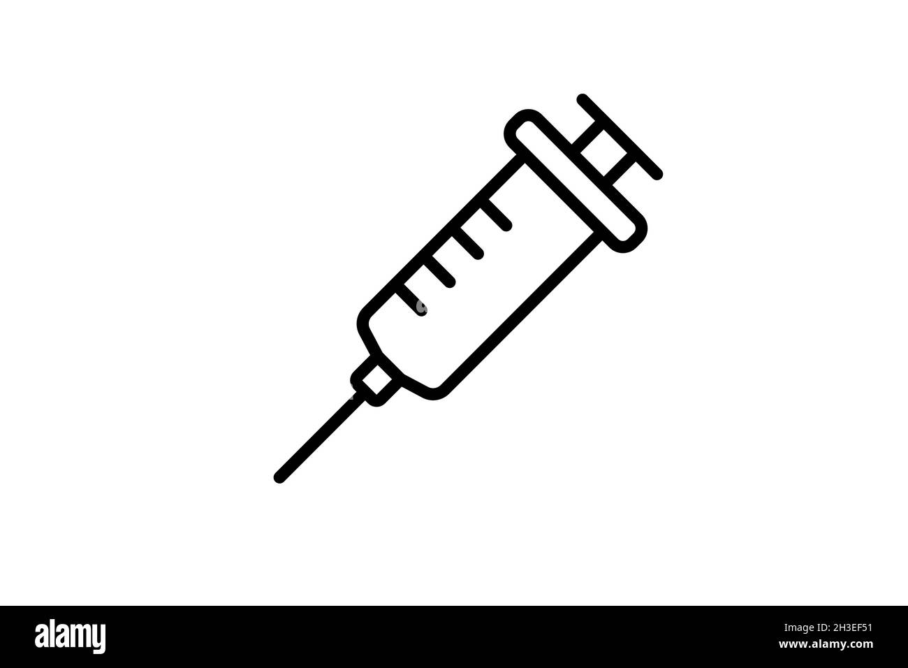 Icona della linea della siringa. Concetto di vaccinazione Illustrazione Vettoriale
