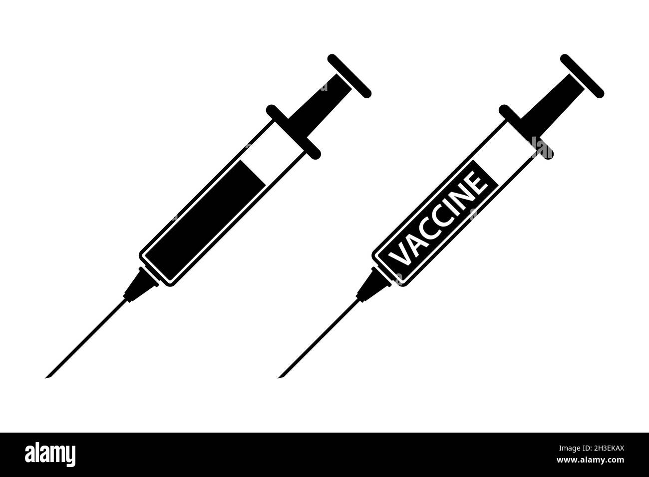 Siringa con simbolo dell'icona del vaccino disegno semplice Illustrazione Vettoriale