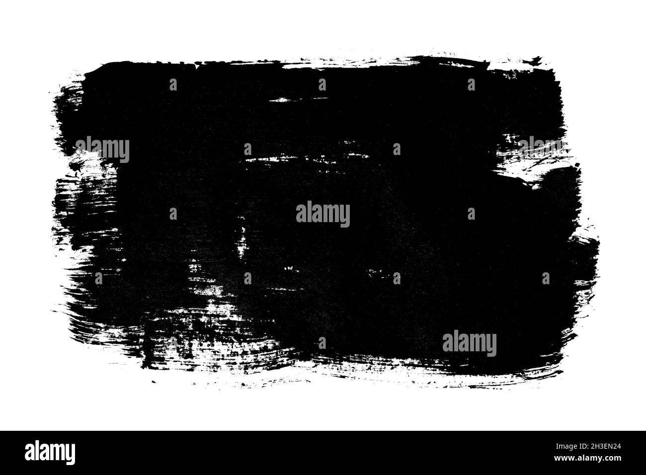 Pennellate espressive nere isolate su sfondo bianco. Illustrazione raster Foto Stock