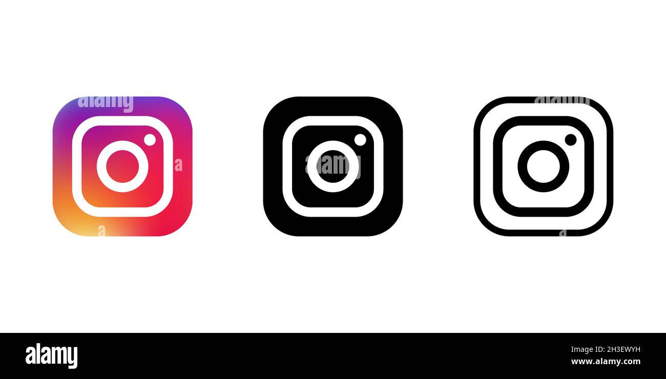 Icona del logo Instagram isolata su sfondo bianco. Immagine editoriale. Vinnitsia, Ucraina. Fabruary 01, 2021. Illustrazione Vettoriale
