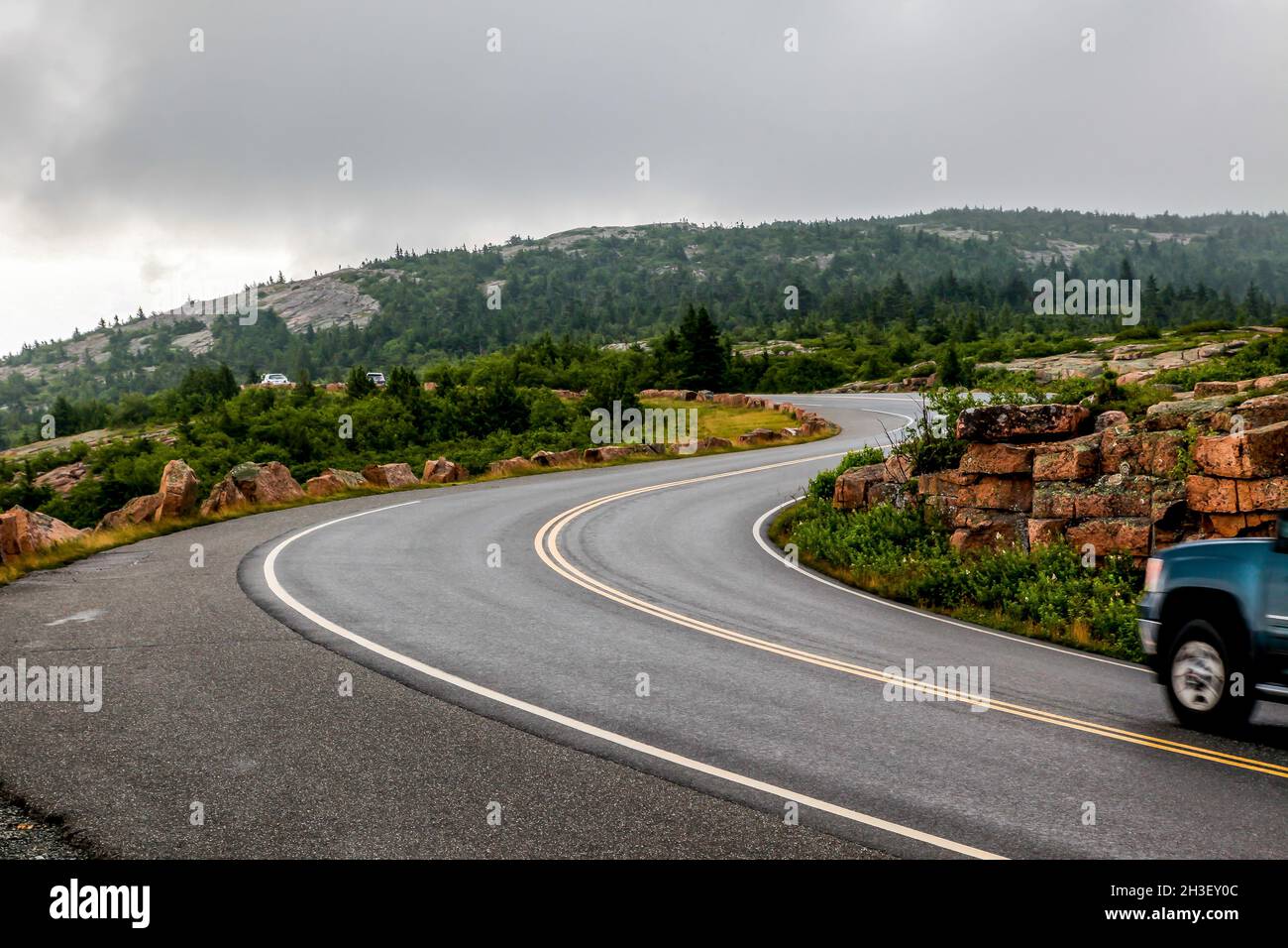 Strada per Cadillac montagna in Acadia NP Foto Stock