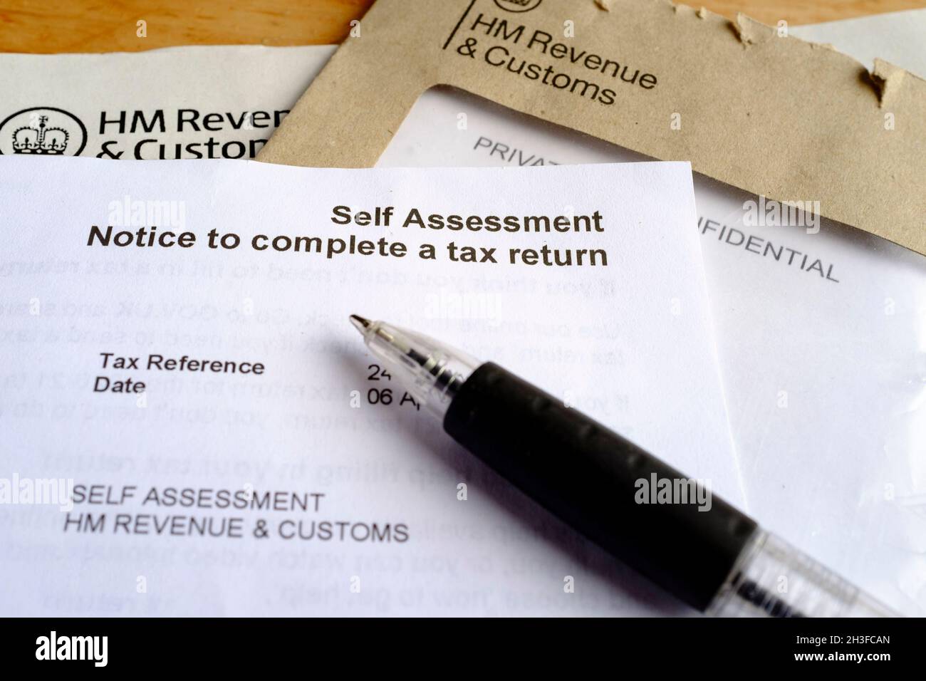 HM Revenue and Customs Self Assessment tax Return Notice, Regno Unito. Foto Stock