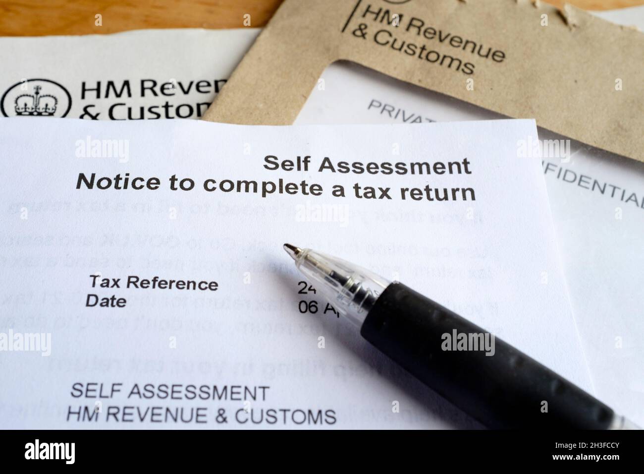 HM Revenue and Customs Self Assessment tax Return Notice, Regno Unito. Foto Stock