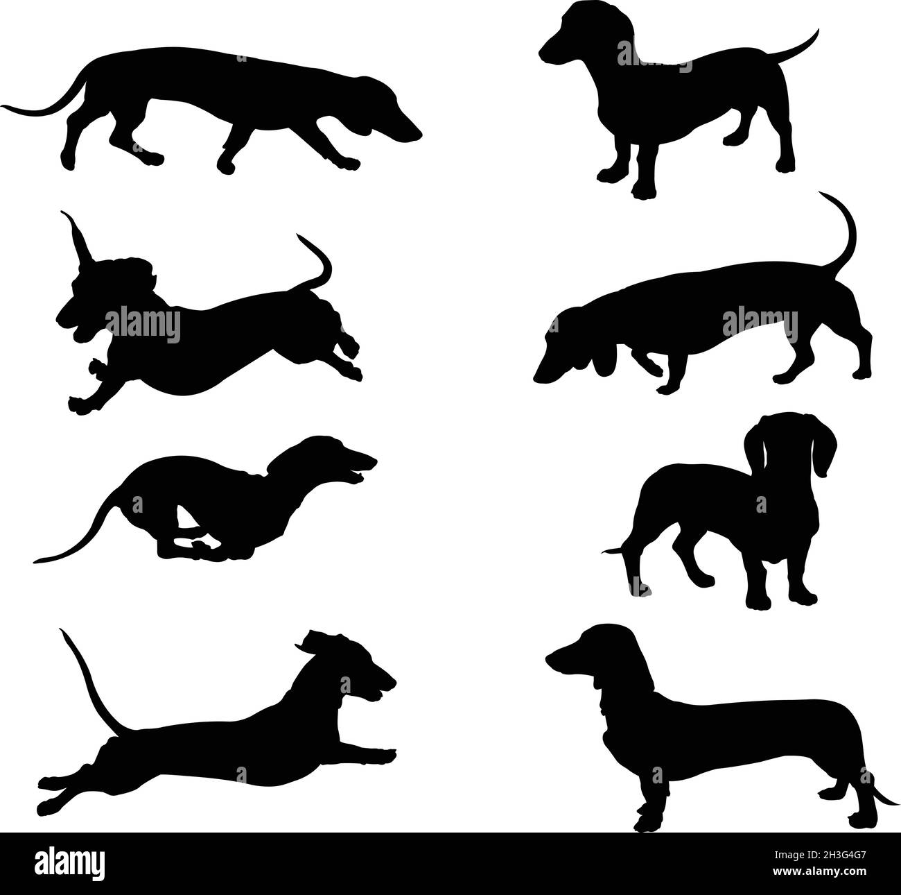 collezione di sagome dachshund - vector Illustrazione Vettoriale