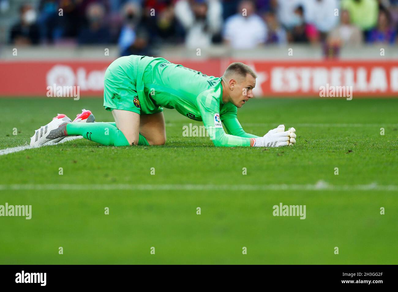 Barcellona, Spagna. 24 ottobre 2021. Marc-Andre ter Stegen (Barcellona), 24 ottobre 2021 - Calcio/Calcio : la Liga Santander in spagnolo si trova tra il FC Barcelona 1-2 Real Madrid allo stadio Camp Nou di Barcellona, Spagna. Credit: D.Nakashima/AFLO/Alamy Live News Foto Stock