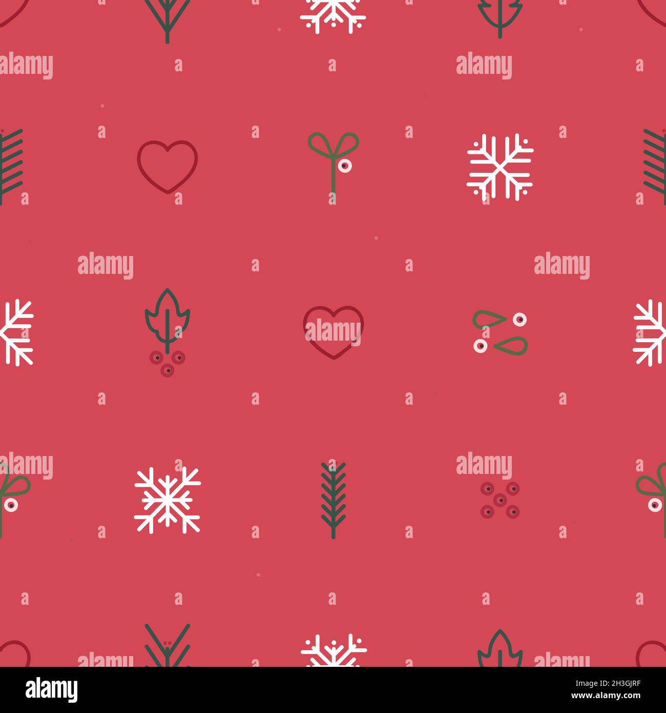 Holly, vischio, abete e fiocchi di neve - sfondo tema di Natale Illustrazione Vettoriale