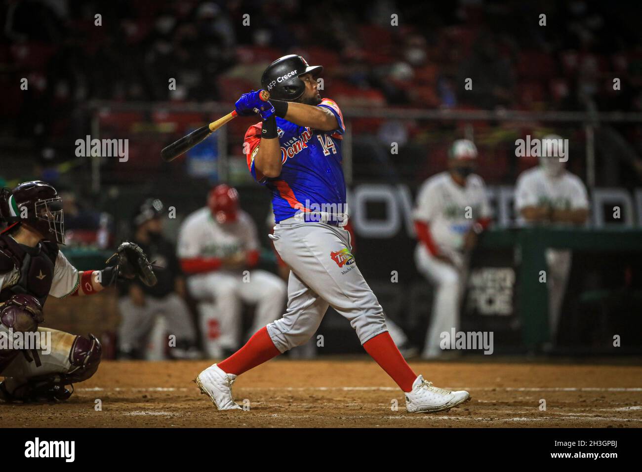 MAZATLAN, MESSICO - 01 FEBBRAIO: Melky Cabrera, durante la partita tra Repubblica Dominicana e Messico come parte della Serie del Caribe 2021 al Teodoro Mariscal Stadium il 1 febbraio 2021 a Mazatlan, Messico. (Foto di Luis Gutierrez/Norte foto) Foto Stock