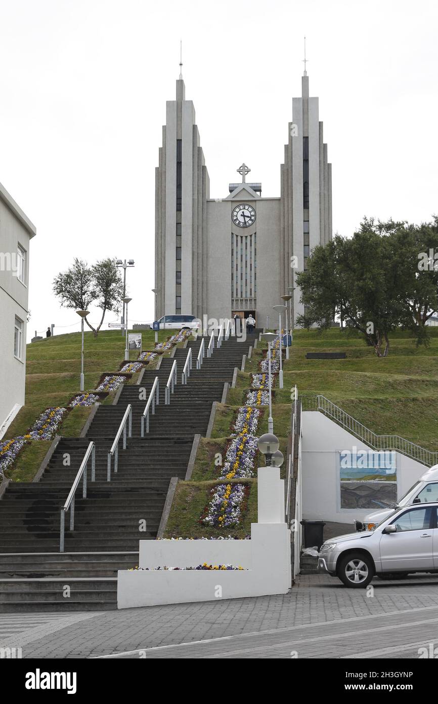 Akureyrarkirkja (la Chiesa di Akureyri). Akureyri Foto Stock