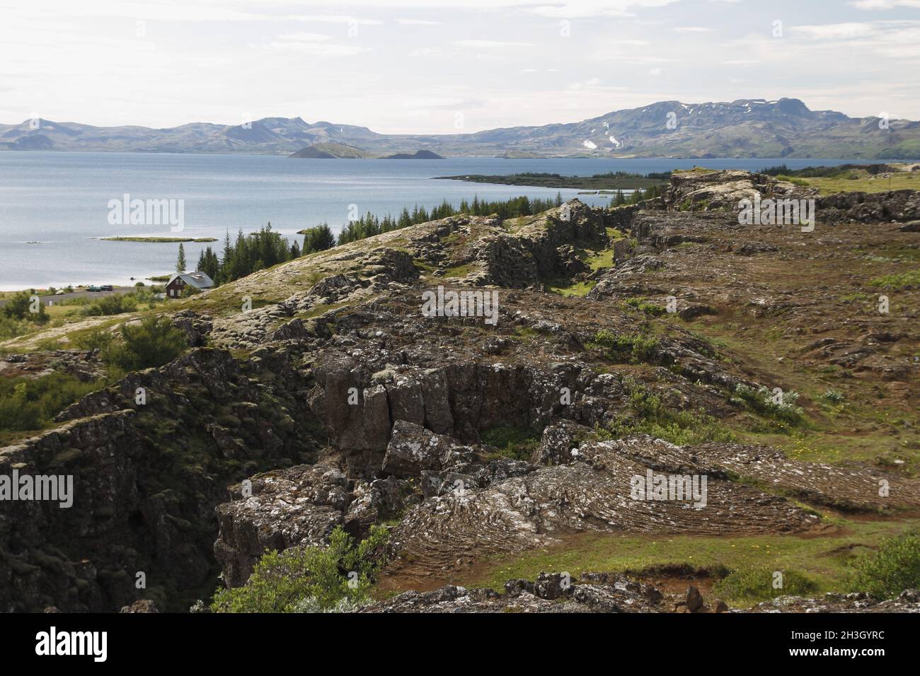 Lago di Ãžingvallavatn (Thingvallavatn). Ãžingvellir (Thingvellir) Foto Stock