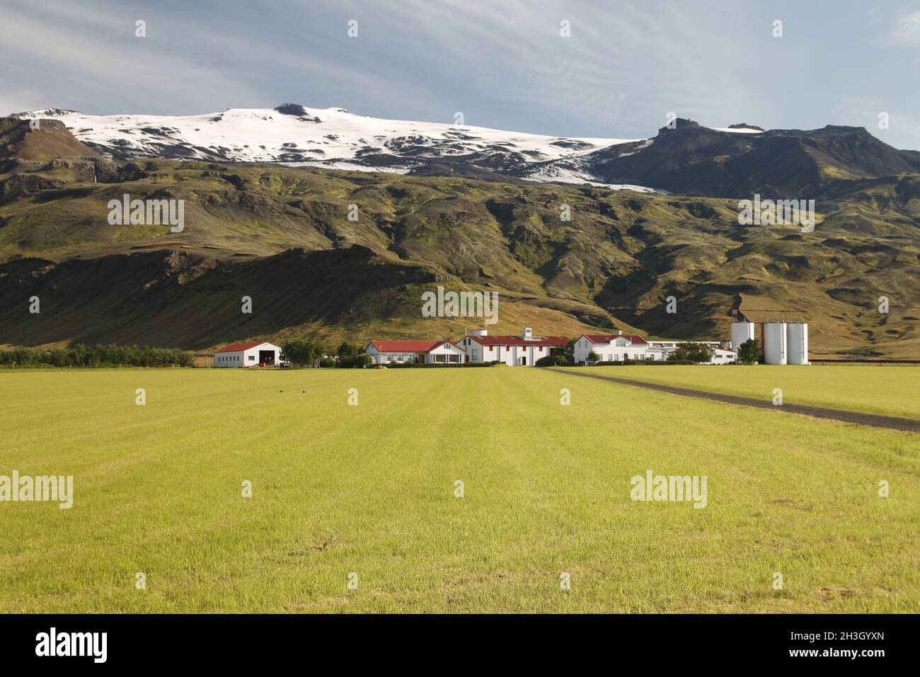 Ãžorvaldseyri (Thorvaldseyri) - la fattoria più vicina al vulcano EyjafjallajÃ¶kull Foto Stock