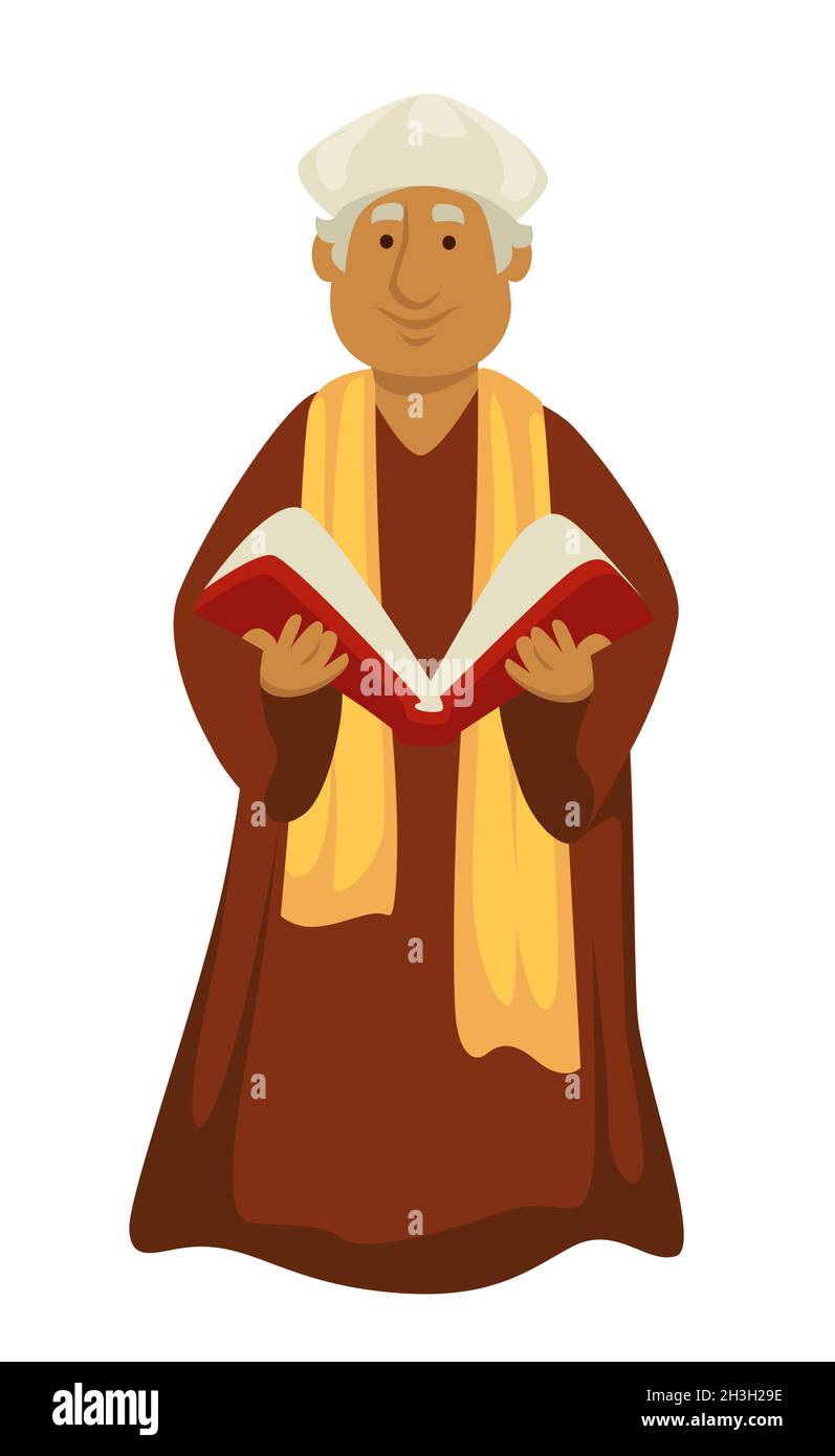 Papa clergyman o sacerdote con bibbia religione cristiana simbolo del Rinascimento Illustrazione Vettoriale