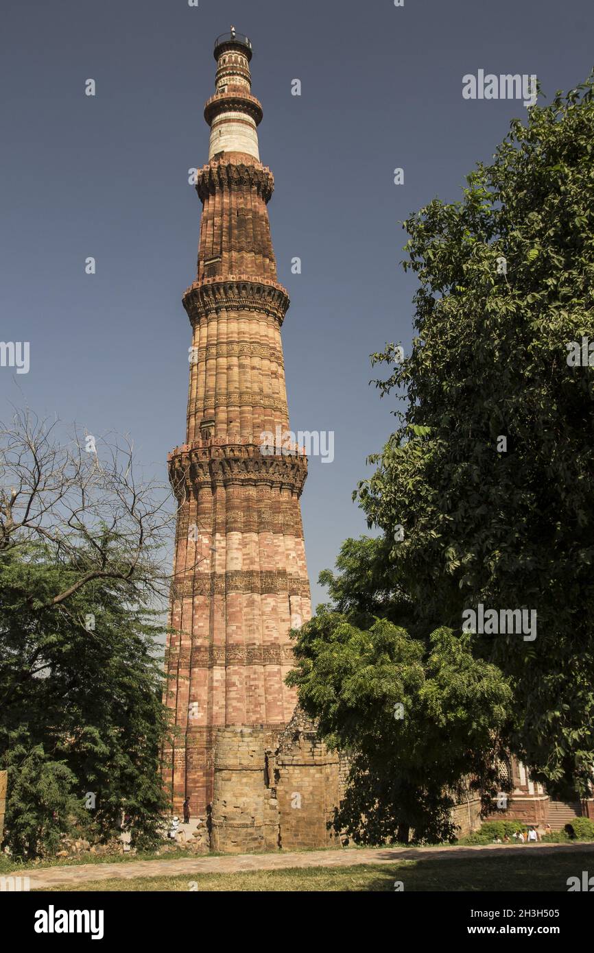 Qutb Minar a Delhi Foto Stock