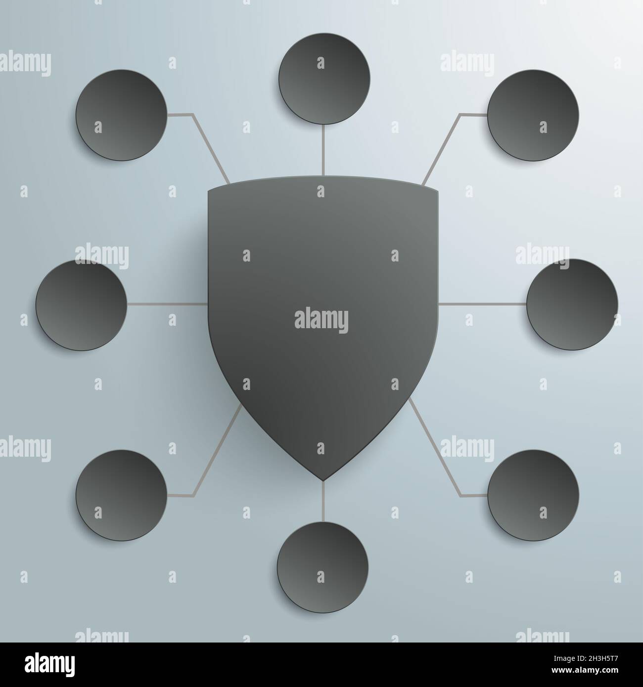 Protezione nera progetto infografico 8 opzioni PiAd Foto Stock