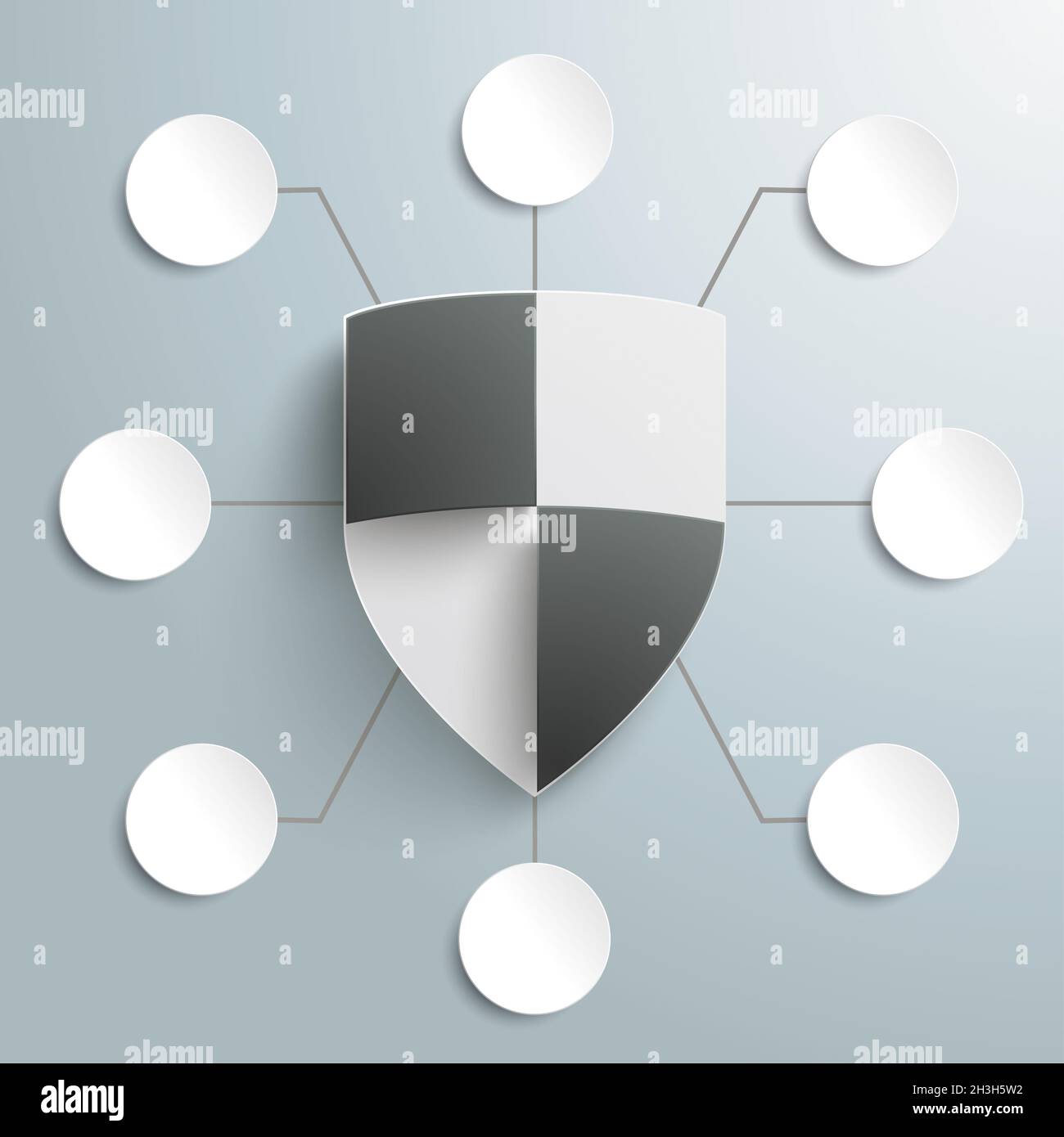 Protezione Shield Infografica Design 8 Opzioni PiAd Foto Stock