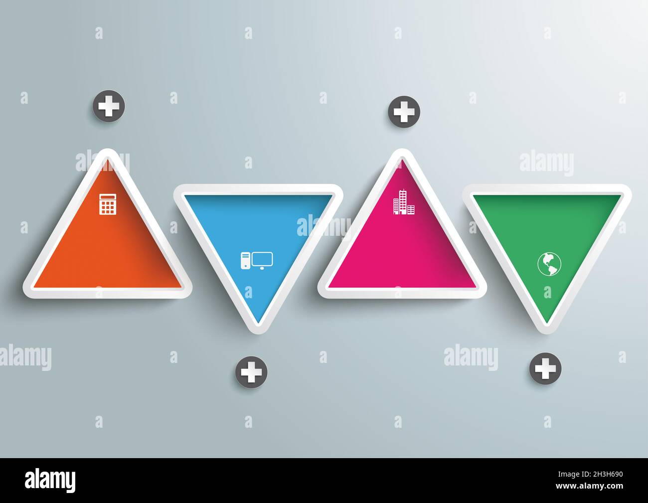 Quattro triangoli colorati PiAd infografica Foto Stock