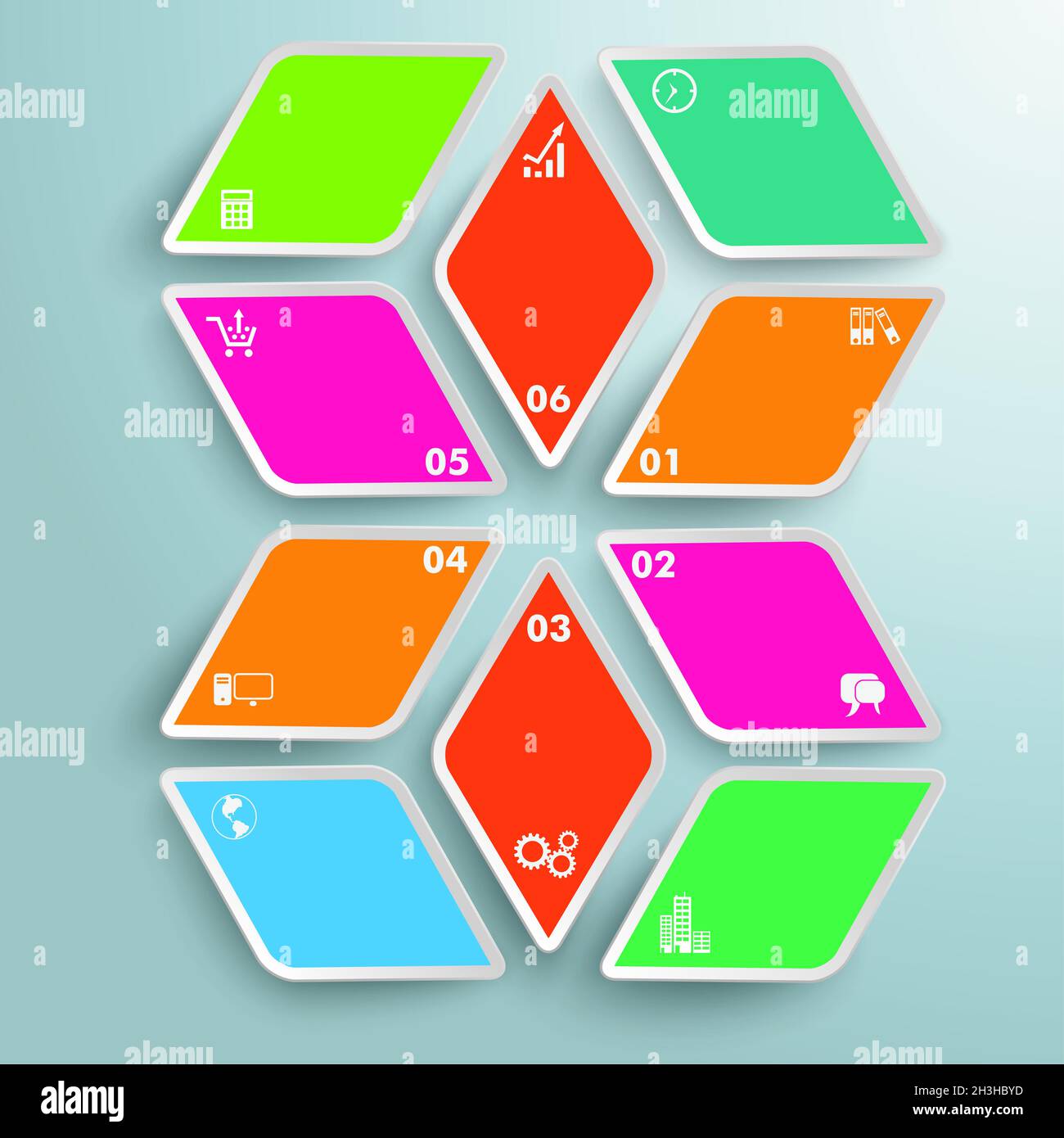 Pezzi Rhombus 10 Opzioni Infografica PiAd Foto Stock