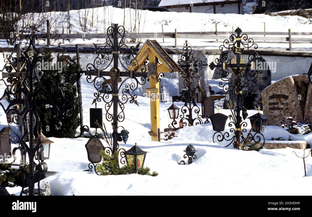 Cimitero, inverno Foto Stock