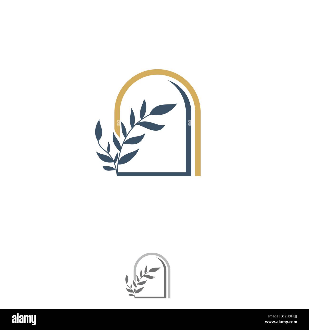 Porta vintage in legno con decorazione a foglia su sfondo bianco. Illustrazione vettoriale EPS.8 EPS.10 Illustrazione Vettoriale