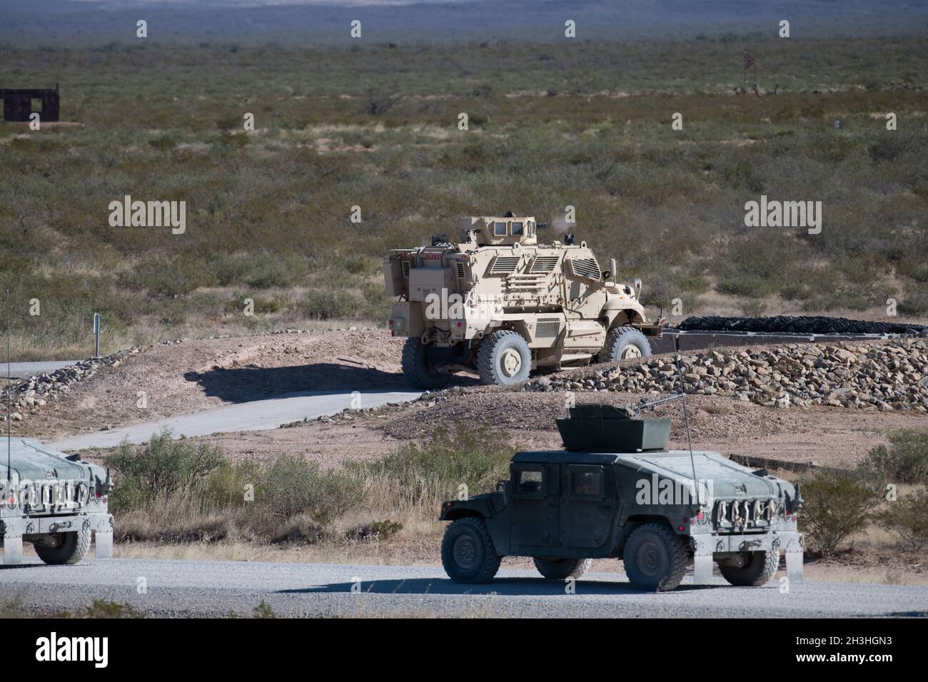 I soldati con il 1° Battaglione, il 124° reggimento di fanteria partecipano all'addestramento di base per la difesa a ft. Bliss, 27 ottobre 2021. Il 1/124th INF conduce excercises culminanti per la convalida in preperation per la mobilitazione d'oltremare. Foto Stock