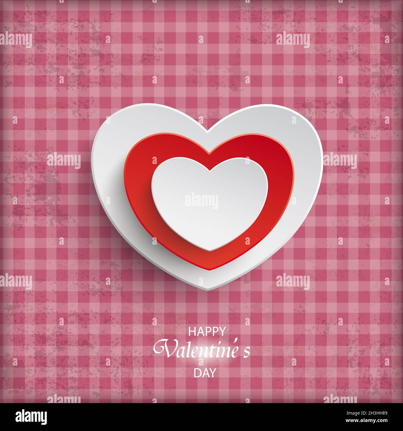 Vintage Valentines Day Template Stripes Heart in Hearts Foto Stock